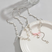 Thumbnail for Sweet Layered Bowknot Star Tassel Pearl Chain Y Necklace Set - ArtGalleryZen