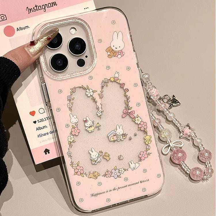 Sweet Miffy Flower iPhone Case With Lanyard - ArtGalleryZen