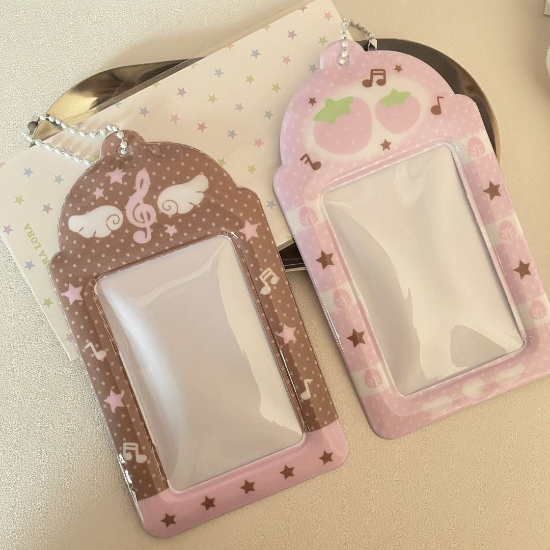 Sweet Note Angel Wing Strawberry Kpop Keychain Photocard Holder - ArtGalleryZen