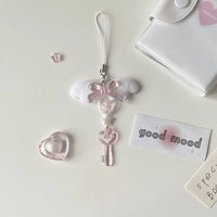 Thumbnail for Sweet Pink Bowknot Wing Heart Star Keychain Phone Strap - ArtGalleryZen