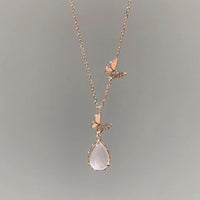 Thumbnail for Sweet Pink Crystal Pendant Enamel Butterfly Necklace - ArtGalleryZen