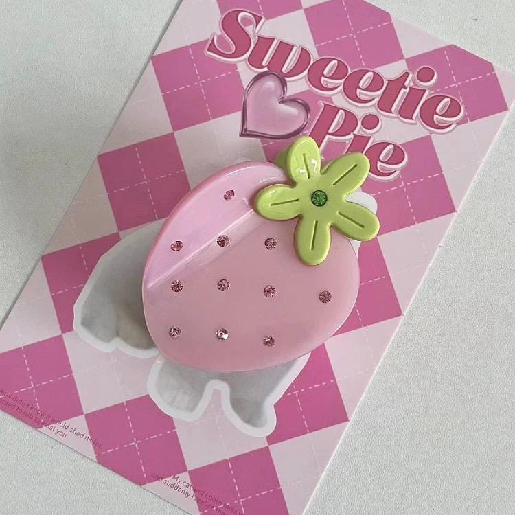 Sweet Rhinestone Inlaid Strawberry Hair Claw Clip - ArtGalleryZen
