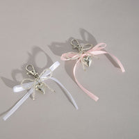 Thumbnail for Sweet Ribbon Bowknot Heart Charm Seed Beaded Keychain Set - ArtGalleryZen