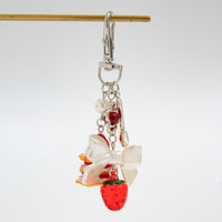 Thumbnail for Sweet Strawberry Cake Bowknot Charm Keychain - ArtGalleryZen