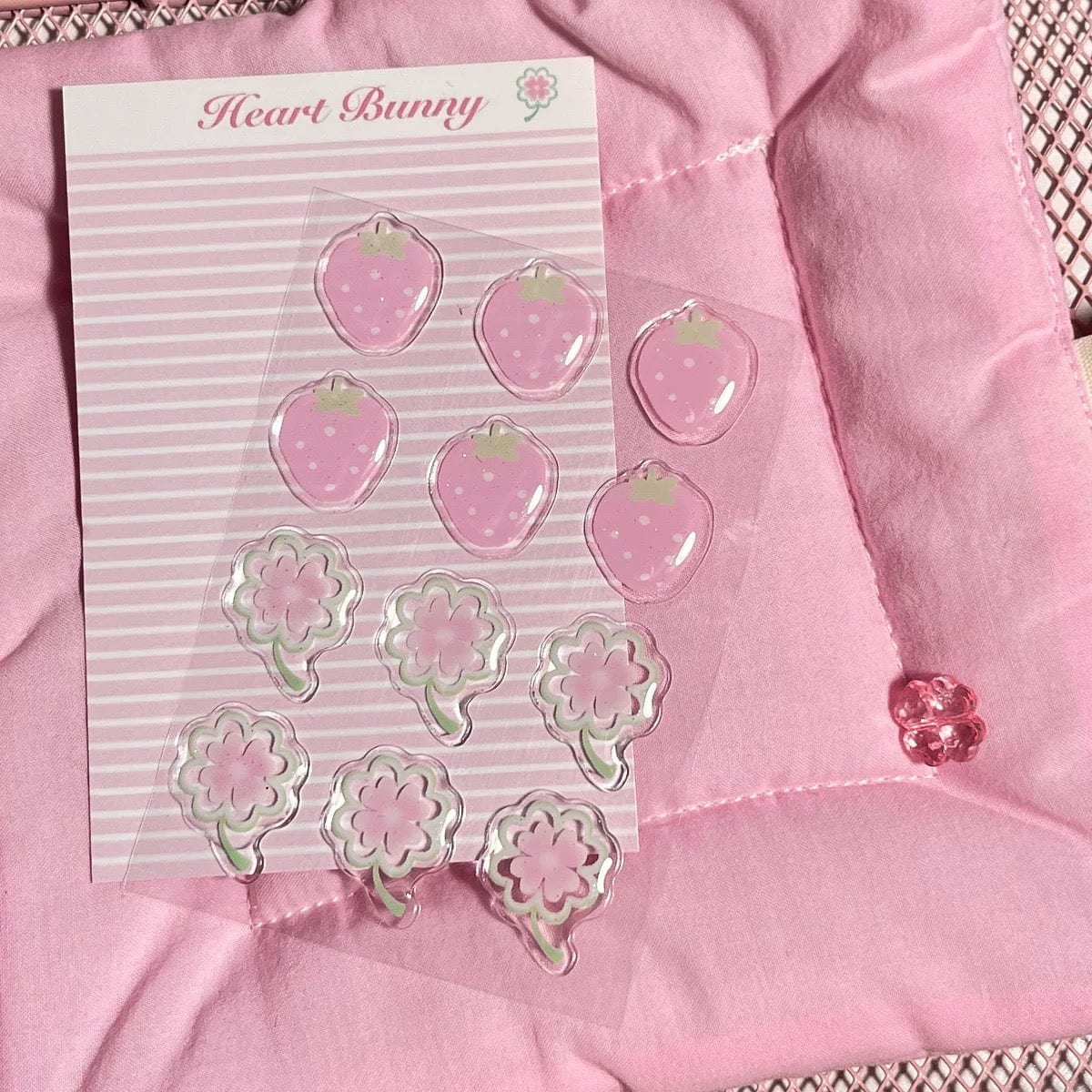 Sweet Strawberry Clover Cream Narutomaki Crystal 3D DIY Decoration Stickers - ArtGalleryZen