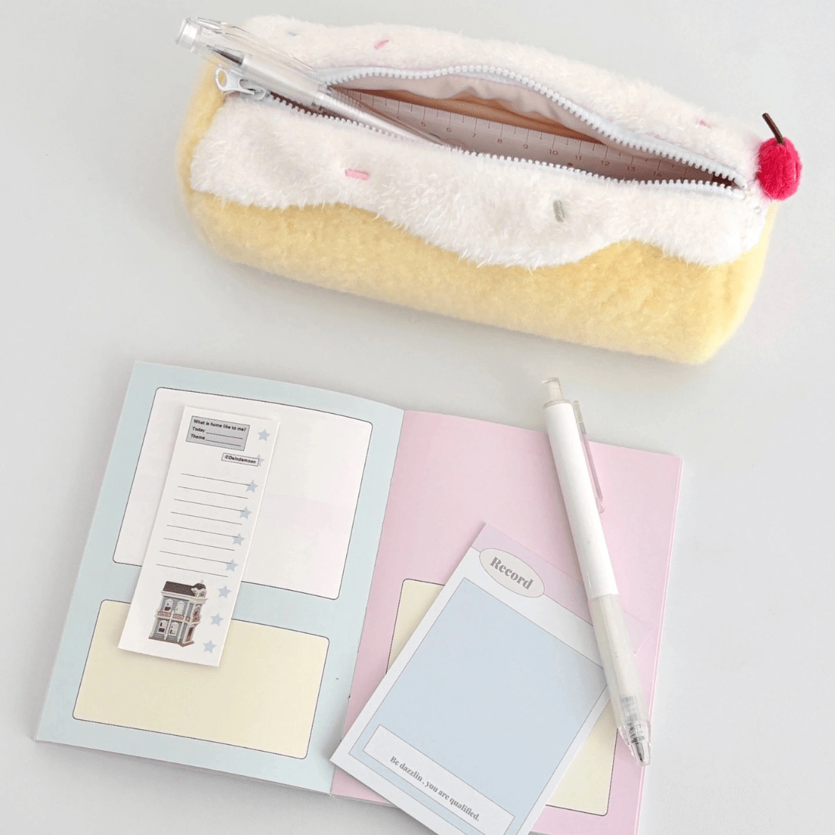 Sweet Strawberry Roll Cake Plush Pencil Case - ArtGalleryZen