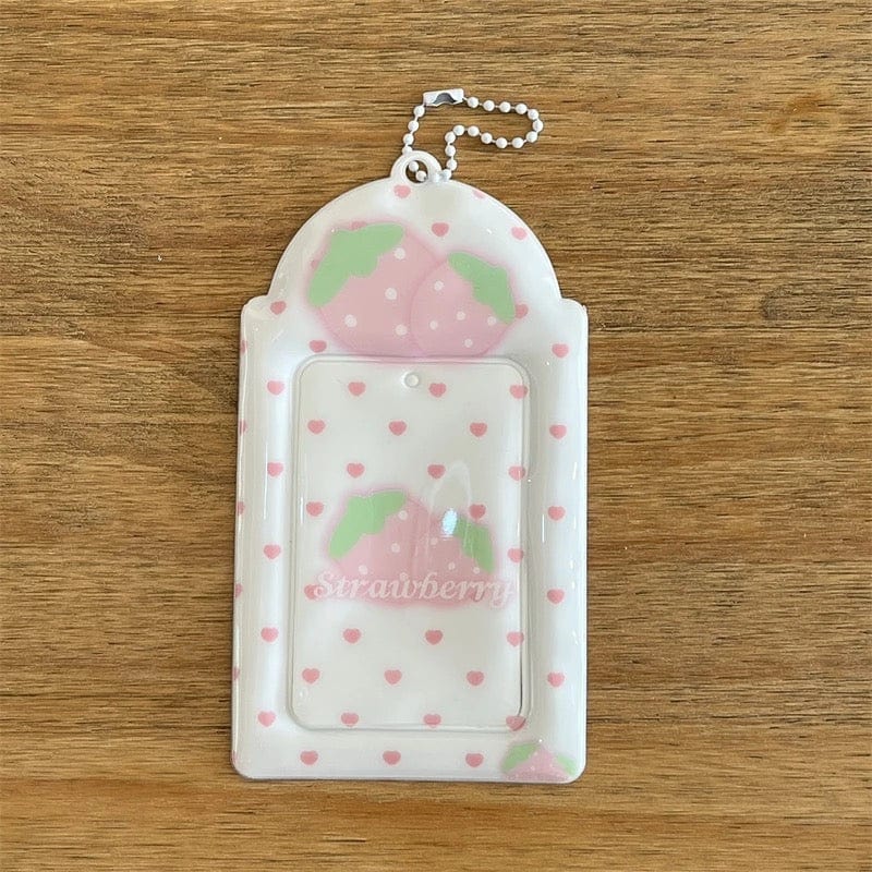 Sweet Sugarbunnies Strawberry Kpop Keychain Photocard Holder - ArtGalleryZen