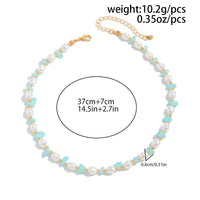 Thumbnail for Sweet Turquoise Stone Pearl Beaded Chain Choker Necklace - ArtGalleryZen