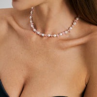 Thumbnail for Sweet Turquoise Stone Pearl Beaded Chain Choker Necklace - ArtGalleryZen
