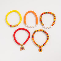 Thumbnail for Thanksgiving Layered Sunflower Pumpkin Pendant Letter Polymer Clay Bracelet Set - ArtGalleryZen