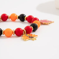 Thumbnail for Thanksgiving Maple Leaf Pumpkin Turkey Pendant Acrylic Bead Bracelet - ArtGalleryZen