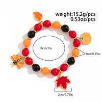 Thumbnail for Thanksgiving Maple Leaf Pumpkin Turkey Pendant Acrylic Bead Bracelet - ArtGalleryZen