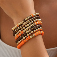 Thumbnail for Thanksgiving Theme Layered Polymer Clay Beaded Stackable Bracelet Set - ArtGalleryZen