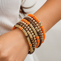 Thumbnail for Thanksgiving Theme Layered Polymer Clay Beaded Stackable Bracelet Set - ArtGalleryZen