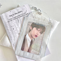 Thumbnail for Transparent Lucky Clover Winter Snow Kpop Keychain Photocard Holder - ArtGalleryZen