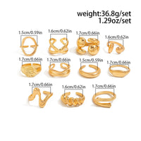 Thumbnail for Trendy 11pcs Gold Silver Tone Hollow Waterdrop Twisted Ring Set - ArtGalleryZen
