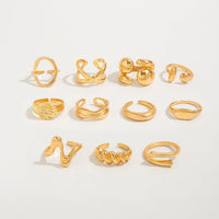 Thumbnail for Trendy 11pcs Gold Silver Tone Hollow Waterdrop Twisted Ring Set - ArtGalleryZen
