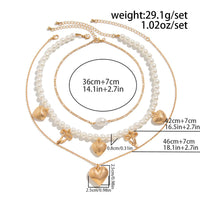 Thumbnail for Trendy 3pcs Bowknot Heart Pendant Pearl Chain Necklace Set - ArtGalleryZen
