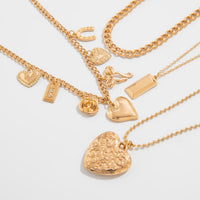 Thumbnail for Trendy 4pcs Bowknot Heart Rose Pendant Curb Chain Necklace Set - ArtGalleryZen