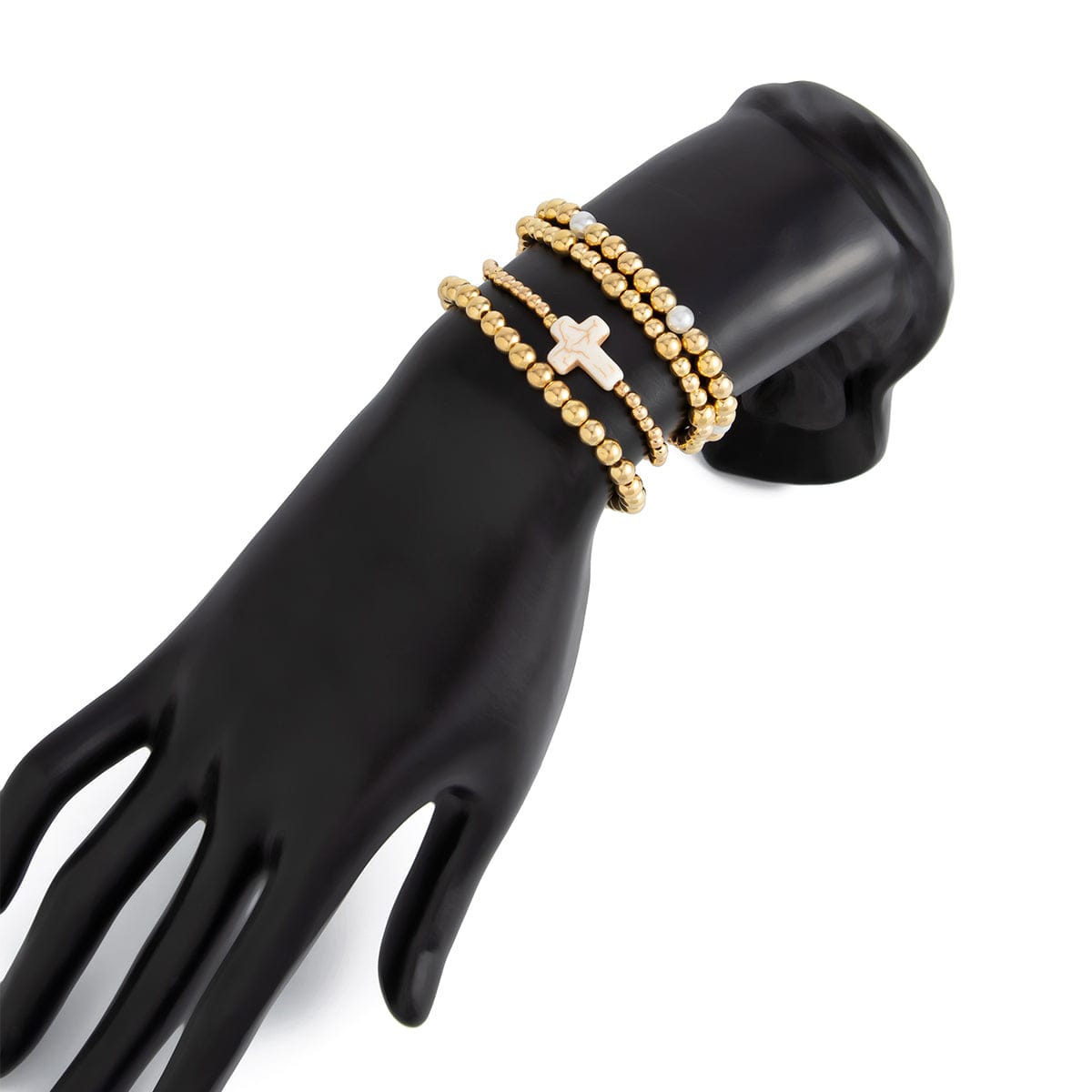 Trendy 4pcs Cross Charm Ball Chain Bracelet Set - ArtGalleryZen