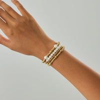 Thumbnail for Trendy 4pcs Gold Silver Tone Pearl Beaded Chain Bracelet Set - ArtGalleryZen
