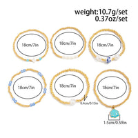 Thumbnail for Trendy 6pcs Enamel Shell Charm Pearl Crystal Ceramic Beaded Bracelet Set - ArtGalleryZen