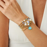 Thumbnail for Trendy 6pcs Enamel Shell Charm Pearl Crystal Ceramic Beaded Bracelet Set - ArtGalleryZen