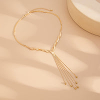Thumbnail for Trendy Ball Tassel Cross Snake Chain Y Necklace - ArtGalleryZen