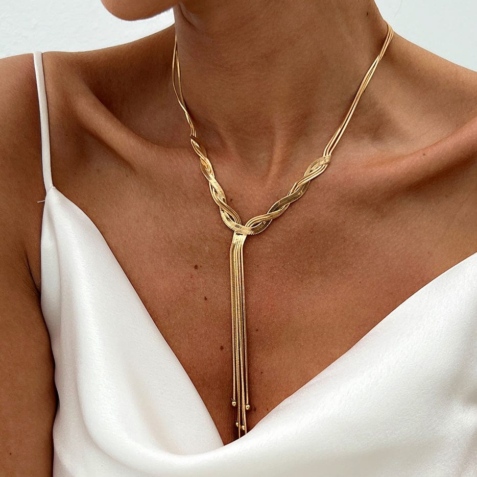 Trendy Ball Tassel Cross Snake Chain Y Necklace - ArtGalleryZen