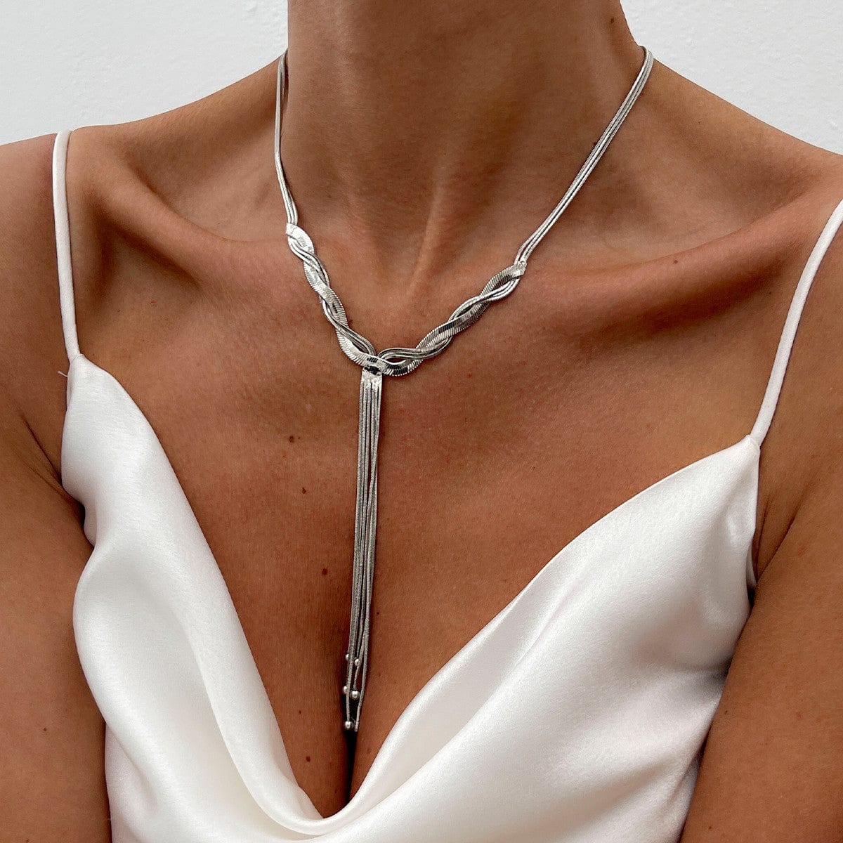 Trendy Ball Tassel Cross Snake Chain Y Necklace - ArtGalleryZen