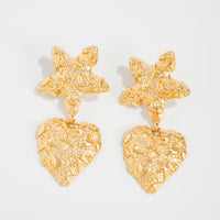 Thumbnail for Trendy Chunky Pattern Heart Dangle Star Earrings - ArtGalleryZen