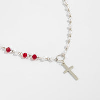Thumbnail for Trendy Cross Pendant Pearl Crystal Chain Necklace - ArtGalleryZen