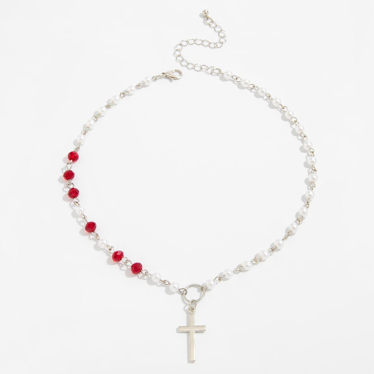 Trendy Cross Pendant Pearl Crystal Chain Necklace - ArtGalleryZen