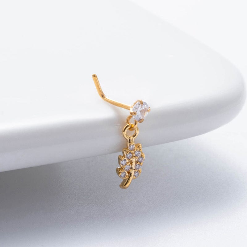 Trendy CZ Inlaid Stainless Steel Cherry Cross Sun Nose Piercing Nose Stud - ArtGalleryZen