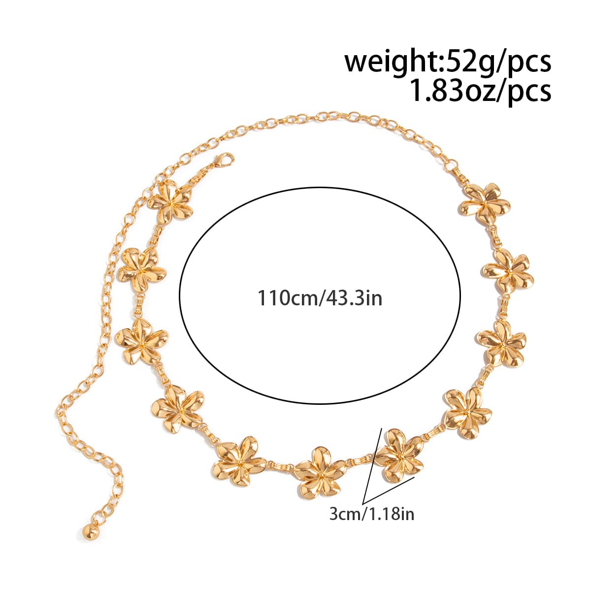 Trendy Gold Plated Flower Waist Chain - ArtGalleryZen