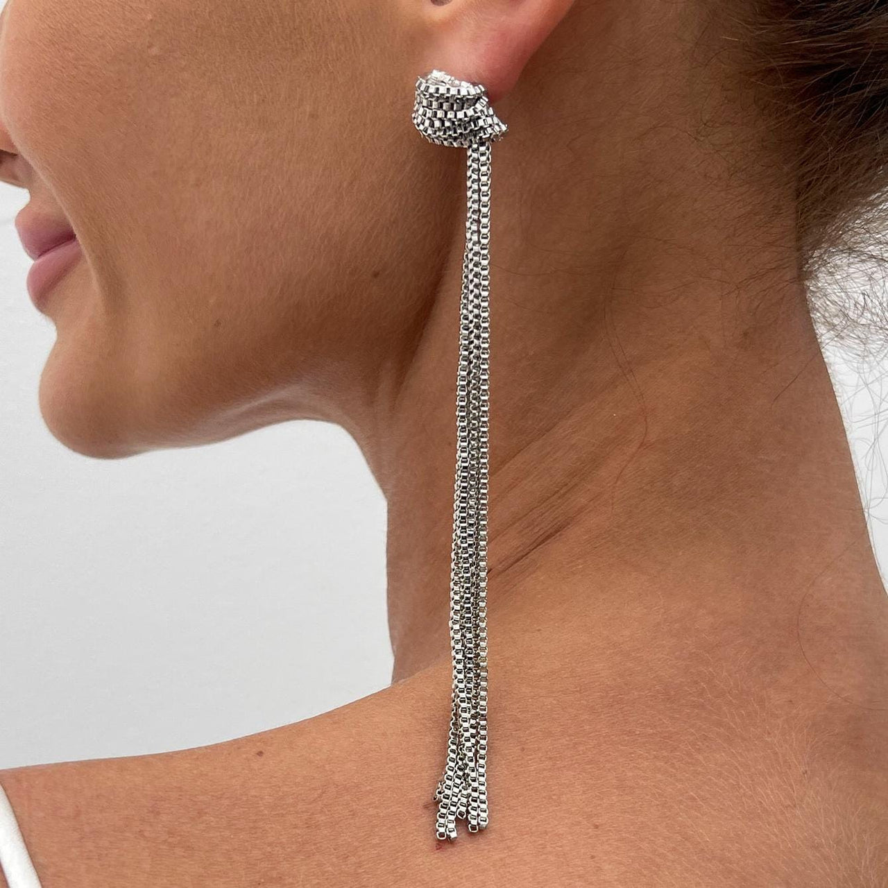 Trendy Gold Silver Plated Chain Tassel Stud Earrings - ArtGalleryZen