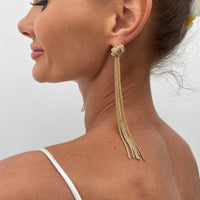 Thumbnail for Trendy Gold Silver Plated Chain Tassel Stud Earrings - ArtGalleryZen