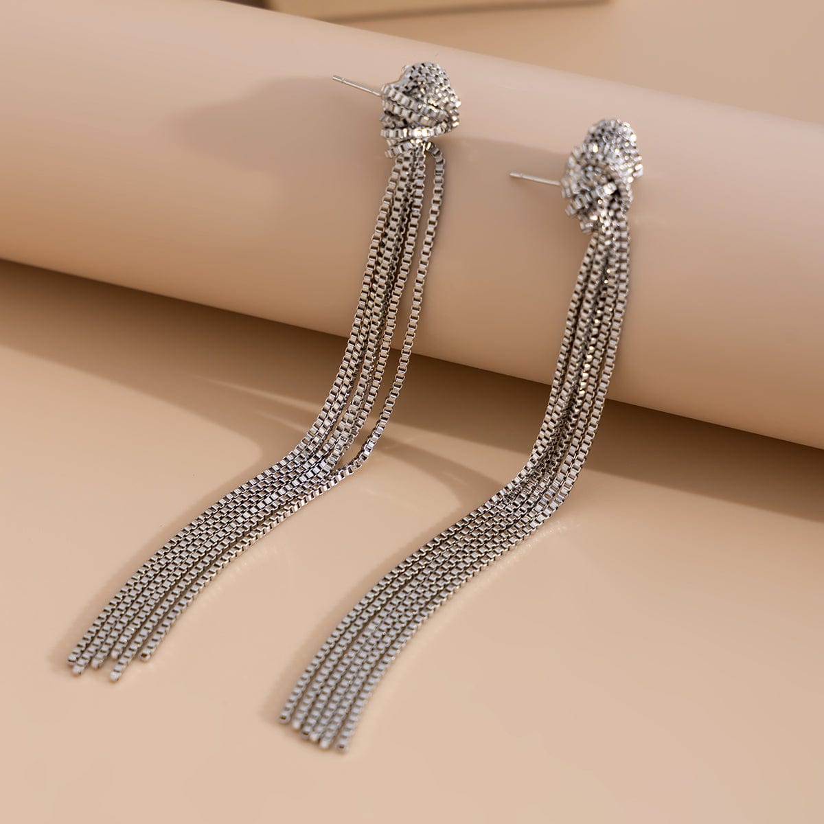 Trendy Gold Silver Plated Chain Tassel Stud Earrings - ArtGalleryZen