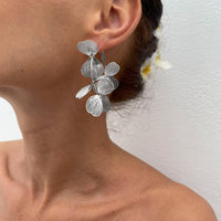 Thumbnail for Trendy Gold Silver Tone Ginkgo Leaf Charm Hoop Earrings - ArtGalleryZen