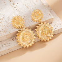 Thumbnail for Trendy Gold Silver Tone Sunflower Dangle Earrings - ArtGalleryZen