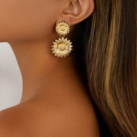 Thumbnail for Trendy Gold Silver Tone Sunflower Dangle Earrings - ArtGalleryZen