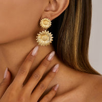 Thumbnail for Trendy Gold Silver Tone Sunflower Dangle Earrings - ArtGalleryZen