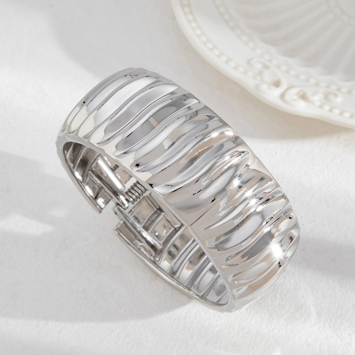 Trendy Gold Silver Tone Water Ripple Bangle Bracelet Set - ArtGalleryZen