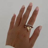 Thumbnail for Trendy Heart Dangle Beaded Ring - ArtGalleryZen