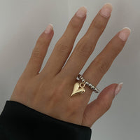 Thumbnail for Trendy Heart Dangle Beaded Ring - ArtGalleryZen