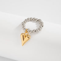 Thumbnail for Trendy Heart Dangle Beaded Ring - ArtGalleryZen