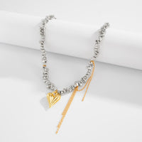 Thumbnail for Trendy Heart Pendant Irregular Beaded Tassel Chain Necklace - ArtGalleryZen