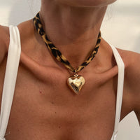 Thumbnail for Trendy Heart Pendant Leopard Choker Necklace - ArtGalleryZen
