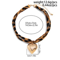 Thumbnail for Trendy Heart Pendant Leopard Choker Necklace - ArtGalleryZen