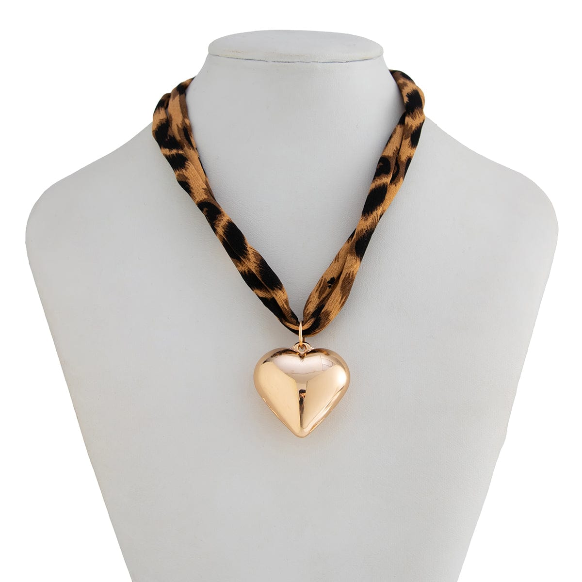 Trendy Heart Pendant Leopard Choker Necklace - ArtGalleryZen